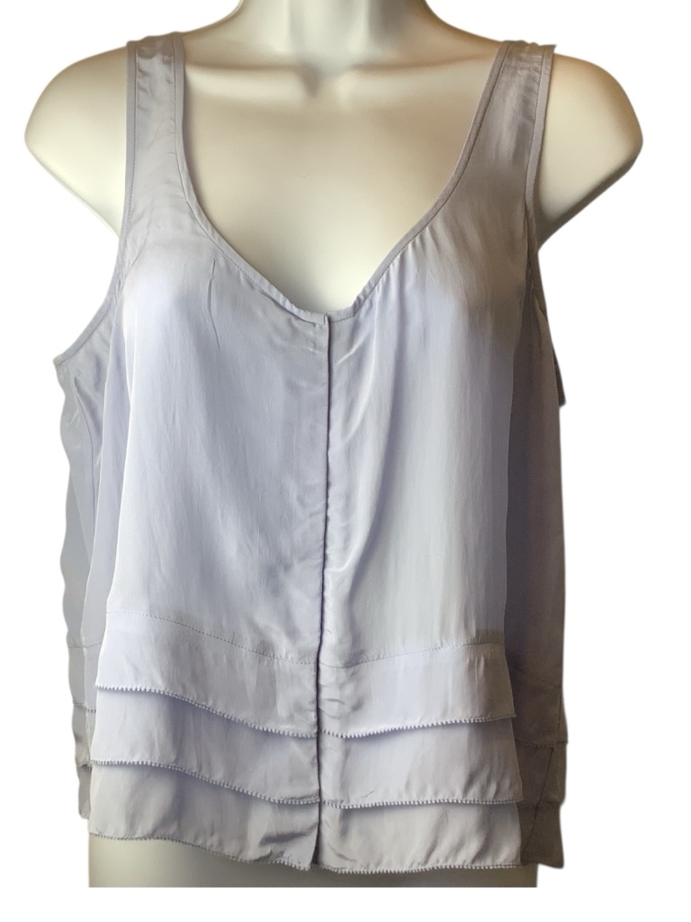 J.Crew Drapey Tiered Sleeveless Tank Top in light blue/lavender size medium